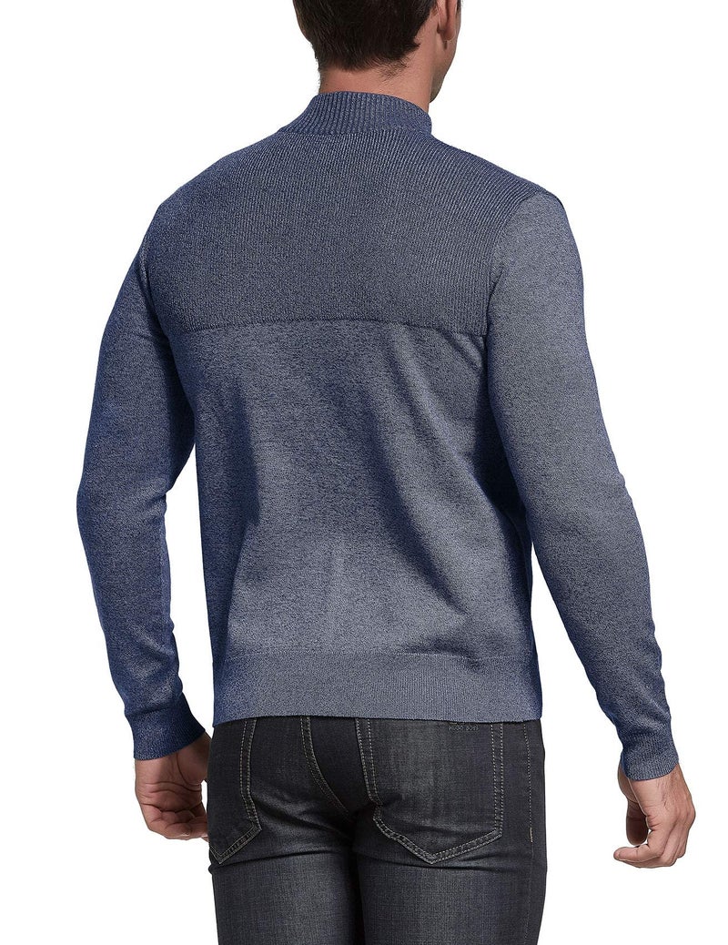NITAGUT Mens Slim Fit Zip Up Mock Neck Polo Sweater Casual Long Sleeve Sweater and Pullover Sweaters with Ribbing Edge,Vg Navy Blue,Medium - Image 5